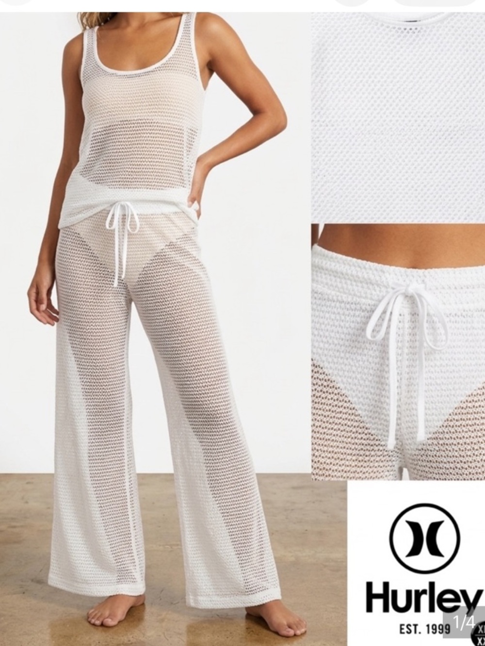 Hurley White Women's 2-Piece Swim Cover Set